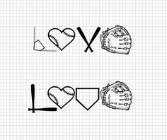 two hand drawn baseball gloves and the word love