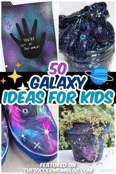 there are pictures of different things that can be used to make galaxy crafts for kids