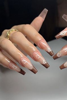 Brown Acrylic Nails, Casual Nails, Glow Nails, Classy Acrylic Nails, 背景 シンプル, Pink Acrylic Nails, Brown Nails, روتين العناية بالبشرة