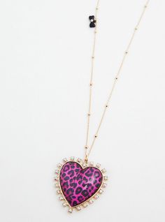 Add a pop of fierce flair to any outfit with this necklace featuring a pink leopard heart pendant.     A bold, limited-edition collection that combines the pretty-meets-punk aesthetic of Betsey Johnson with Torrid’s. Lobster clasp. 36” length and 3” extender. Base metal. Imported. The best plus size women's betsey johnson pink leopard heart pendant necklace pendants in multi. Torrid is your destination for the freshest spring and summer styles. Anime Outfit, Punk Aesthetic, Jewelry Tattoo, Tiffany Jewelry, Necklace Pendants, Heart Crafts, Early 90s, Pink Necklace, Summer Styles