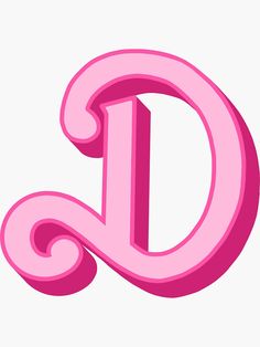 the letter d is pink and has swirly lines on it's sides, as well as an uppercase