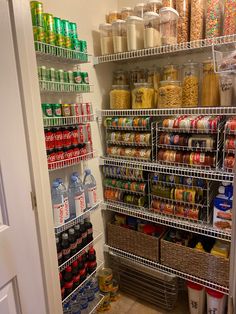 the pantry is stocked with all kinds of food