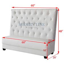 the modern line sofa bed is shown with measurements