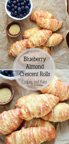 blueberry almond crescent rolls with icing on top