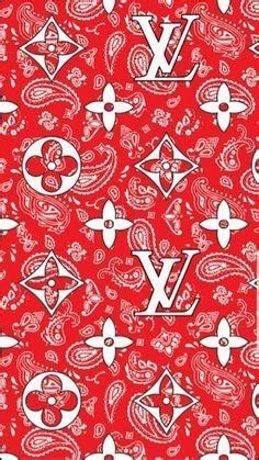 a red and white pattern with the letter v on it