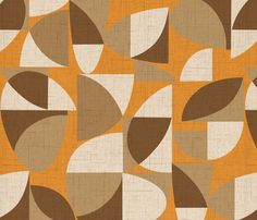 an orange and brown abstract pattern on fabric