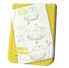 a yellow wallet with some drawings on it