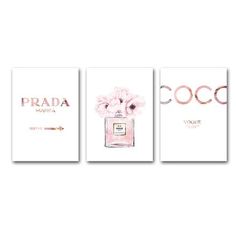 three cards with pink flowers and the words prada marfaa in gold foil