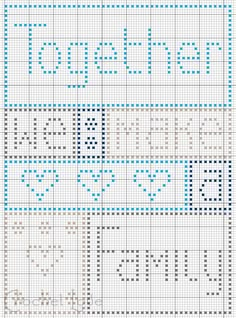 a cross stitch pattern with the words happy new year written in blue and white letters