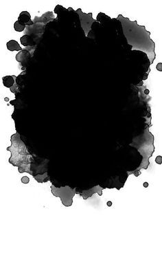 black ink splattered on white paper with words written in the center and below it