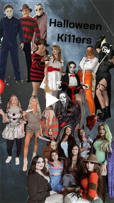 a collage of people dressed up in halloween costumes and holding balloons with the caption'halloween killers '