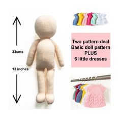 a stuffed animal is shown with measurements for it's size and the pattern to make it