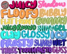 some type of font that is very colorful and has many different types of letters on it