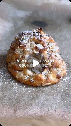 an almond croissant cookie sitting on top of a table