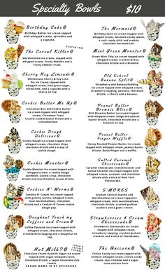 a menu with different types of food and prices for each item in the restaurant or bar