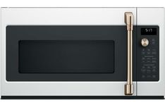 a close up of a microwave oven with the door open and an electronic clock on it