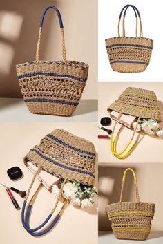 Schick Kontrastfarbe Hohl Geflochtenes Stroh Geflochtene Handtasche Rattan Bade-Shopping Einkaufstasche Strand Wochenendtaschen Boho Damenhandtasche only $22.99 in ByGoods.com
#Wochenendtaschen #Boho #Damenhandtasche