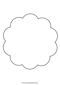 a cloud shaped paper with the shape of a flower on it's side, in black and white