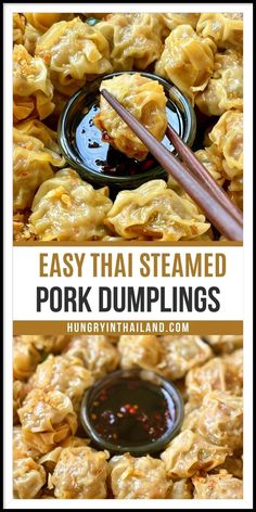 Today, we're sharing an easy kanom jeeb recipe with tender pork filling! These Thai steamed dumplings are perfect for parties or as an appetizer, with easy rolling instructions and a simple, healthy recipe. Enjoy them with a savory dipping sauce and impress your guests with homemade dim sum that’s full of Thai flavors! Thai Dumplings, Homemade Dipping Sauce, Steamed Pork Dumplings, Thai Appetizer, Thai Flavors, Easy Dumplings, Steamed Pork, Pork Dumplings, Wonton Recipes