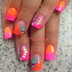 Beach Nail Art Designs, Beach Themed Nails, Beach Nail Art, Colorful Nail Art, Colorful Nail, Nail Art Designs Summer, Colorful Nails, Vacation Nails, Bright Nails