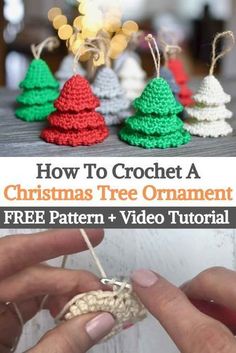 crochet christmas tree ornament free pattern and video