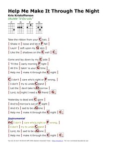 the guitar chords for help me make it through the night