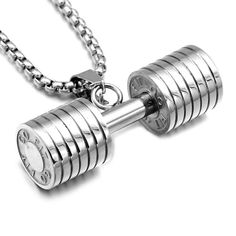 PRICES MAY VARY. Material: stainless steel with black/gold vacuum plating, hypoallergenic, tarnish and rust resistance, easy to maintain and keep it looking new,With GO FIT letters engraved, encouraging pendant, to remind people to live a fit life, always be enthusiastic. Solid and heavy barbell pendant. Measurements: length 1.69" (43mm), width 0.59"(15mm), pendant weight 59 grams (include chains) Come with sturdy box chain, 3mm x 23.7" stainless steel black chain with lobster clasp Package with Necklace Gym, Gym Dumbbells, Fitness Jewelry, Necklace Chain Types, Sports Jewelry, Viking Necklace, Mens Pendant, Stainless Steel Pendant, Tankini Top