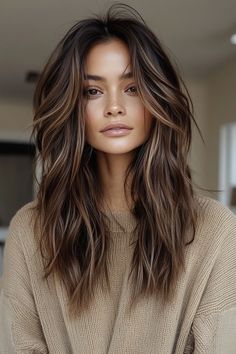 hair inspo 70s Brunette Hair, 70s Brunette, Brunette Hair With Layers, Beach Brown Hair, A Line Lob, 2025 Hair Trends, Hair Colors For Brown Eyes, Darker Hair Colors, Straight Bobs