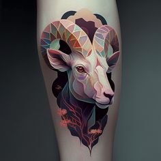 a woman's leg with an animal tattoo on the side and her legs covered in geometric designs