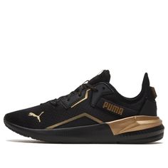 Puma Womens WMNS Platinum Metallic 'Black Gold' Black/Gold Marathon Running Shoes/Sneakers Gold Football Boots, Puma Shoes Outfit, Sneakers Womens, Marathon Running Shoes, Shoes Running, Marathon Running, Puma Shoes, Pumas Shoes, Running Shoes Sneakers