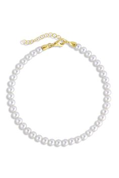 Baby Ayoka Pearl Bracelet- Yellow Gold JEWELRYFINE JEWELBRACELET O BAGGINS Classic White Gold Bracelet With Round Beads, White Gold Bracelet With Pearl Charm For Formal Events, White Gold Bracelet With Pearl Charm For Formal Occasions, Formal White Gold Bracelet With Pearl Charm, Classic White Gold Bracelet With Pearl Charm, Classic Yellow Gold Bracelets With Pearl Drop, Classic Single Strand Gold Bracelet Gift, Classic Single Strand Gold Bracelet For Gift, Classic Single Strand Gold Bracelet As Gift