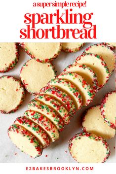 some sugar cookies with sprinkles on top and the words sparkler shortbread