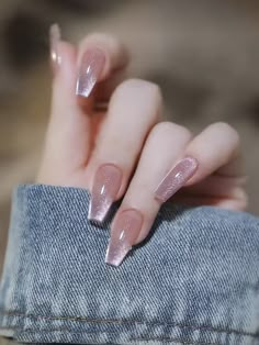 Multicolor  Collar   Animal Color Nails Embellished   Nail,Hand & Foot Care Cute Nails For 2024, Beautiful Long Nails Design, Cat Eye Nails Aesthetic, Jelly Manicure Nails, Summer Nails 2024 Coffin, Gradient Cat Eye Nails, Cat Eye Coffin Nail Ideas, Nail Inspo Cat Eye, Crystal Cat Eye Nails