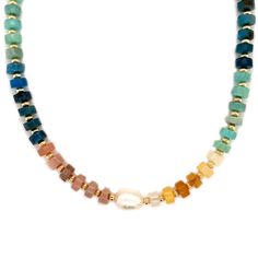 Introducing our Rainbow Gemstone Beaded Necklace, a dazzling and vibrant accessory that will add a burst of color to your jewelry collection. This exquisite necklace features a captivating array of gemstones, carefully selected to create a stunning rainbow effect. Necklace Size: 16" with 2" extension. Gemstones: Pastel Gemstones - Pink Opal, Chrysoprase, Aquamarine, Yellow JadeBold Gemstones - Amazonite, Apatite, Sunstone, Yellow Jade Rainbow Natural Stones Round Beads Necklaces, Rainbow Rondelle Gemstone Bead Necklaces, Rainbow Rondelle Gemstone Beads Necklace, Rainbow Rondelle Gemstone Beaded Necklace, Dainty Designs, Rainbow Gemstones, Yellow Jade, Gemstone Beaded Necklace, Style Savvy