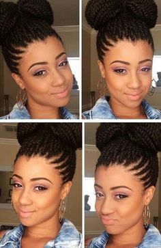 Natural Braid Styles, Protective Styles For Natural Hair Short, Braids Bun, Black Hair Updo Hairstyles, Flat Twist Updo, Big Braids, Natural Braids, Goddess Braids Hairstyles