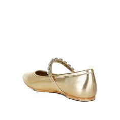 The luxurious metallic pleather Mary Jane ballerinas are a must-have addition to your wardrobe. With a classic diamante-embsllished strap, plush cushioned insoles, and flat heels, these shoes are as comfortable as they are stylish. Their versatile silhouette makes them easy to pair with any outfit!  Type: Mary Jane Ballerinas Upper Material: Metallic Pleather Outer Sole: TPR Closed Pointed Toe  Diamante Embellished Strap Comfortable Flat Heel Soft Cushion Insoles RCSH4970 Use a soft, damp cloth Romper Swimsuit, Flat Heels, Denim Hoodie, Shoe Boot Sandals, Comfortable Flats, Slipper Socks, Leather Pieces, Flat Boots, Boot Sandals