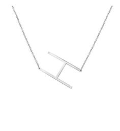 Make a statement with our stunning and eye catching large initial letter necklace. Available in 3 polished colors and comes ready to gift with an Anavia gift box, card, and gift bag. | This large initial letter necklace is eye- catching and will make a statement paired with any style. The necklace can be worn with everyday wear or on formal occasions. Simply stylish and comfortable. Great for layering. The sideways initial letter necklace is available in silver, gold, and rose gold colors and co H Initial, Initial Letter Necklace, Letter H, Rose Gold Chain, Box Card, Delivery Gifts, Large Letters, Initial Letter, Steel Necklace