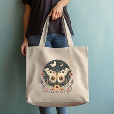 This farmers market-style canvas tote is a great for every day use or as a gift for someone special. You can use it for a trip to the market or for your day at the spa or Yoga studio.  We use a high quality professional direct to garment (DTG) process on our products, this means fabric-grade ink is printed directly onto the garment blending with the fibers. This process allows us to achieve a vintage style look on many of our designs, and a feel that is similar to screen-printing (which avoids t Bohemian Canvas Bag With Large Capacity For Everyday, Bohemian Large Capacity Canvas Bag For Everyday Use, Bohemian Canvas Tote Bag As Gift, Bohemian Tote Canvas Bag As Gift, Bohemian Everyday Canvas Gift Bag, Bohemian Style Tote Canvas Bag As Gift, Bohemian Canvas Shoulder Bag Gift, Bohemian Canvas Shoulder Bag As Gift, Bohemian Shoulder Canvas Bag For Gifts