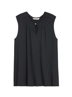 Soft Stretch Modal Keyhole Top | Banana Republic Chic Stretch Tops With Gathered Neckline, Chic Stretch Top With Gathered Neckline, Stretch Sleeveless Top With Elastic Neckline, Sleeveless Stretch Top With Elastic Neckline, Keyhole Top, Modal Fabric, Top Banana, High Waist Fashion, Empower Women