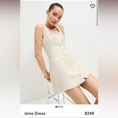 Brand New With Tags Reformation Janie Dress Size 8. Perfect Condition, Never Been Worn And Super Cute! White Tweed, Fitted Mini Dress, Reformation Dress, Strappy Sandals Heels, Reformation Dresses, Mini Slip Dress, Tweed Dress, Sleeveless Mini Dress, Short Dress