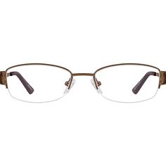 A half-rim eyeglasses of metal alloy with hypoallergenic stainless steel temples and spring hinges. | Zenni Women's Oval Prescription Eyeglasses Half-Rim Brown Metal Hinged Frame, Oval Glasses, Oval Eyeglasses, Zenni Optical, Women Pink, Spring Hinge, Prescription Eyeglasses, Eyeglasses For Women, Prescription Lenses