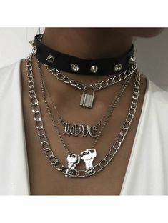 Silver Emo Choker For Concert, Emo Style Silver Choker For Party, Emo Silver Choker For Party, Edgy Choker Necklace For Concerts, Edgy Choker Necklaces For Concert, Punk Choker Necklace For Concerts, Punk Black Metal Choker, Black Metal Punk Choker, Edgy Black Alloy Jewelry