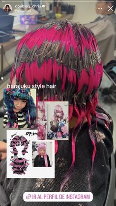 Hair Dye Placement, Crazy Hair Dye Ideas, Stripe Hair Dye, Rainbow Hair Hidden, Fun Dark Hair Color Ideas, Alt Hair Color Ideas, Dyed Mohawk, Dyed Sisterlocks, Hair Dye Placement Ideas