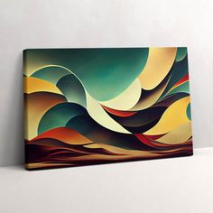 an abstract painting is displayed on the wall