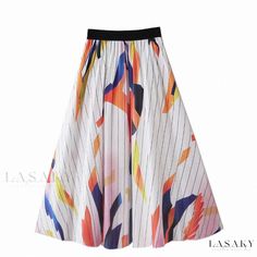 Lasaky - Color-blocking, Vintage Print Chiffon Maxi Skirt with Elegant Pleats and Large Letter Design Casual White Skirt With Patchwork, Casual White Patchwork Skirt, White Printed Long Skirt, Spring Beach Skirt In Multicolor Print, Spring Beach Skirt With Multicolor Print, Multicolor Print Beach Skirt For Spring, Spring Multicolor Printed Maxi Skirt, White Printed Beach Skirt, White Printed Skirt For Spring