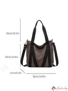 BirdinBag - Adjustable Shoulder Strap Tote Bag: Spacious & Unisex Word Wrap, Bag Style, Square Bag, Color Khaki, Polyester Material, Bags Shoulder, Fashion Bags, Shoulder Strap, Bag Lady