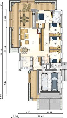 the floor plan for an apartment with two beds and one living room, which is divided into