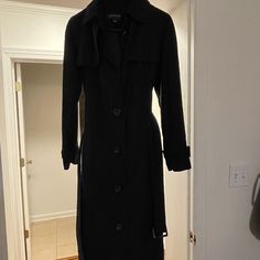 Brand New Trench Coat Winter Long Coat Outerwear For Career, Fall Career Long Coat Outerwear, Winter Long Coat For Career, Long Winter Coat For Career, Long Coat For Career In Winter, Career Long Coat For Fall, Chic Black Career Outerwear, Winter Fitted Outerwear For Work, Fitted Winter Career Outerwear