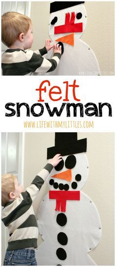 a child making a snowman out of felt