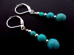 This a pair of pretty tibetan silver dangly turquoise bead leverback hook earrings. Measure approx. 4cm from top of hook to bottom of earring. These earrings are for pierced ears. Freshly made by me and unworn. Thanks for looking!! Turquoise Long Drop Earrings With Ear Wire, Adjustable Turquoise Dangle Jewelry, Turquoise Teardrop Jewelry With Lobster Clasp, Turquoise Dangle Jewelry, Adjustable Hypoallergenic Teardrop Jewelry, Turquoise Metal Jewelry With Ear Wire, Adjustable Turquoise Earrings With Ear Wire, Adjustable Turquoise Jewelry With Lobster Clasp, Adjustable Beaded Turquoise Teardrop Earrings